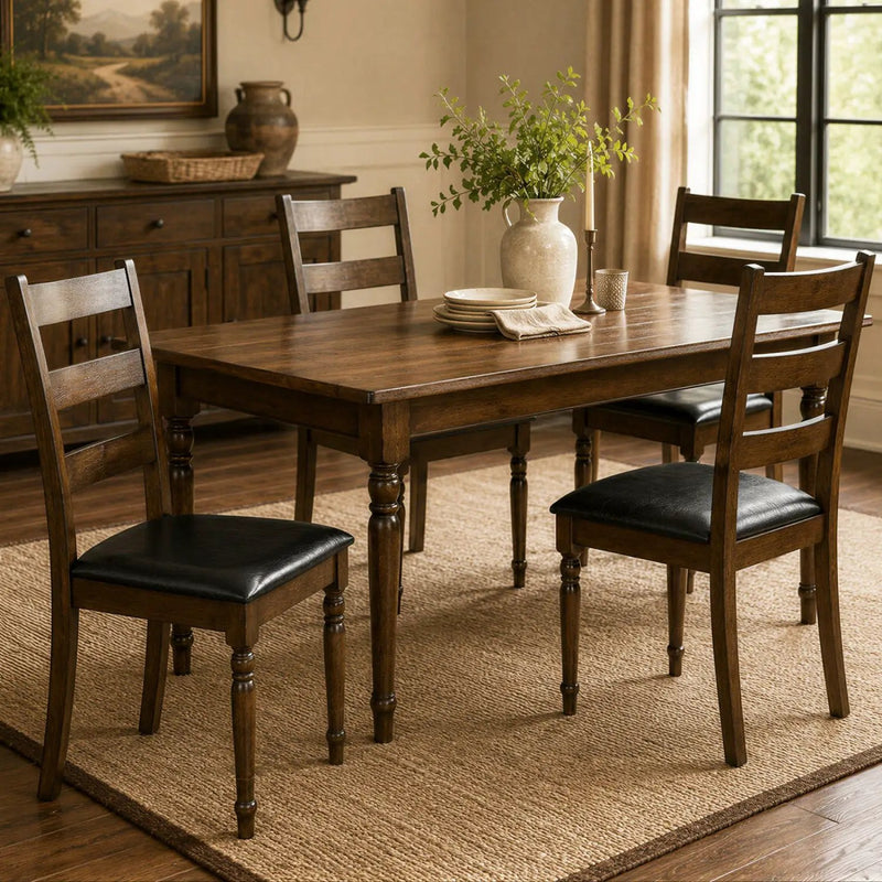 Dining Chairs Set of 4 - Farmhouse PU Leather Upholstered by DirectDeals