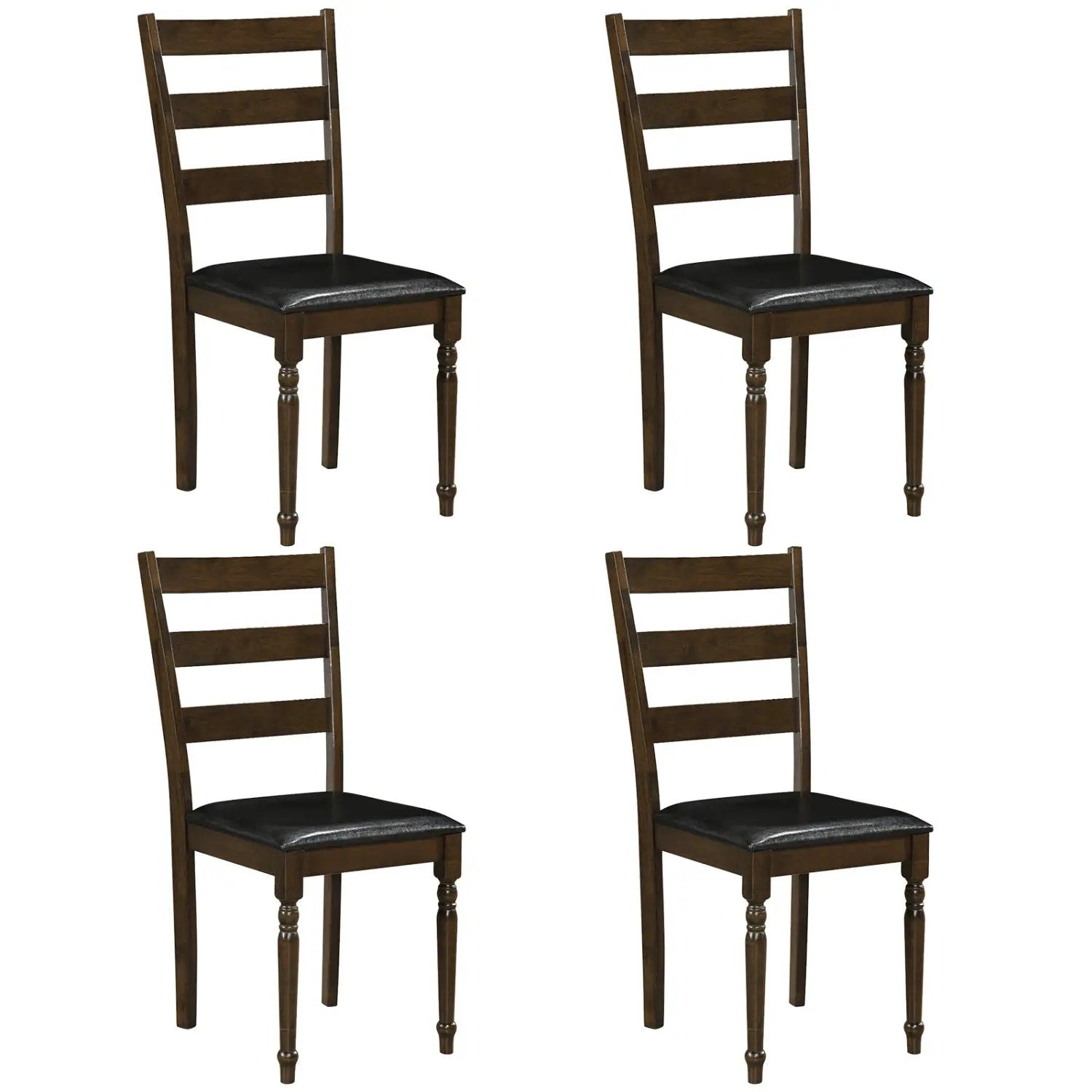 Dining Chairs Set of 4 - Farmhouse PU Leather Upholstered by DirectDeals