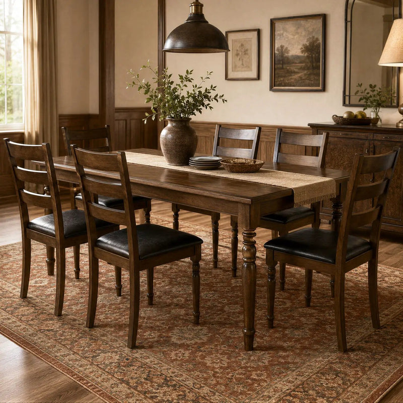 Dining Chairs Set of 4 - Farmhouse PU Leather Upholstered by DirectDeals