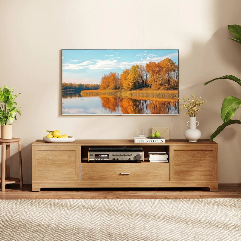 Farmhouse Rustic TV Stand for TVs up to 80"-Natural by DirectDeals