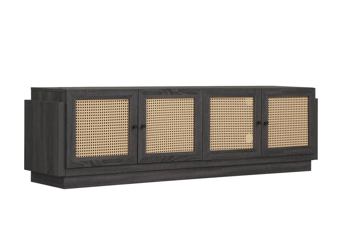 Farmhouse TV Stand for TVs up to 75" with Rattan Doors, photo 2 of 4