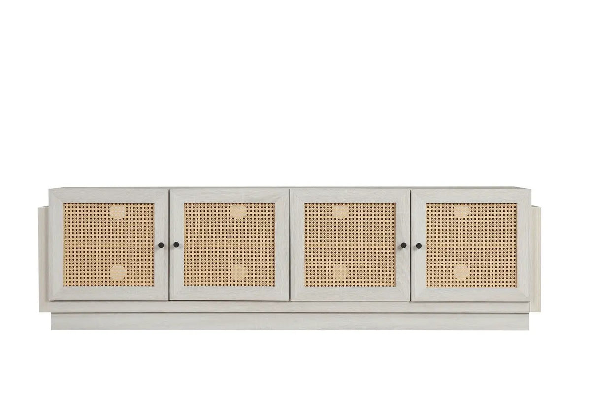 Farmhouse TV Stand for TVs up to 75" with Rattan Doors, photo 3 of 4
