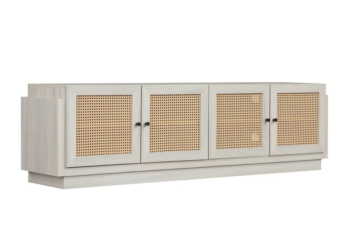 Farmhouse TV Stand for TVs up to 75" with Rattan Doors, photo 4 of 4
