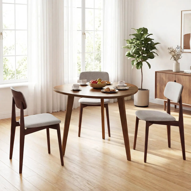 Farmhouse Wooden Round Dining Table for 4-Walnut by DirectDeals