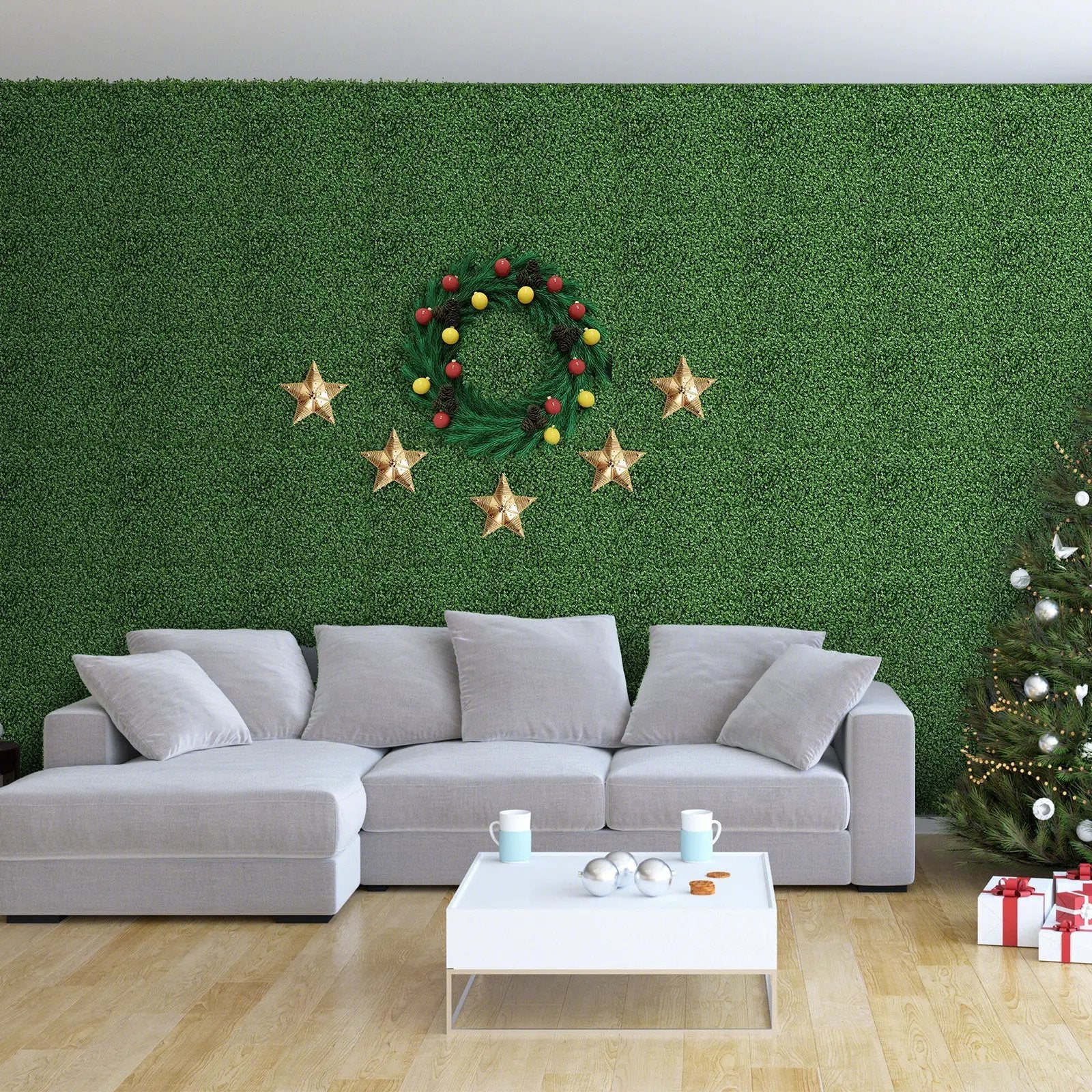 12 Pieces 20 x 20 Inch Artificial Boxwood Wall Panels with Insertable Branches by DirectDeals