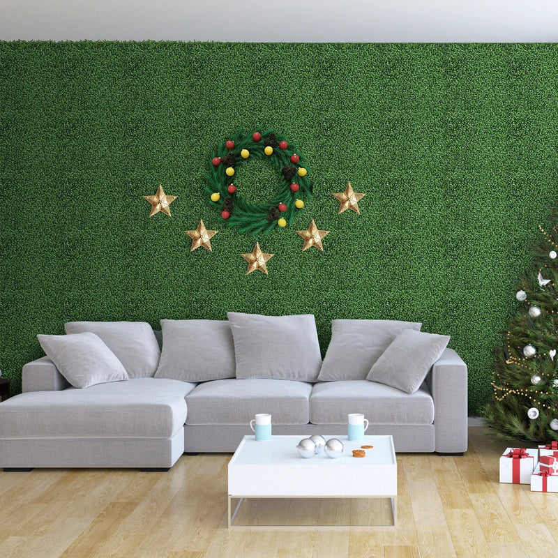 12 Pieces 20 x 20 Inch Artificial Boxwood Wall Panels with Insertable Branches by DirectDeals