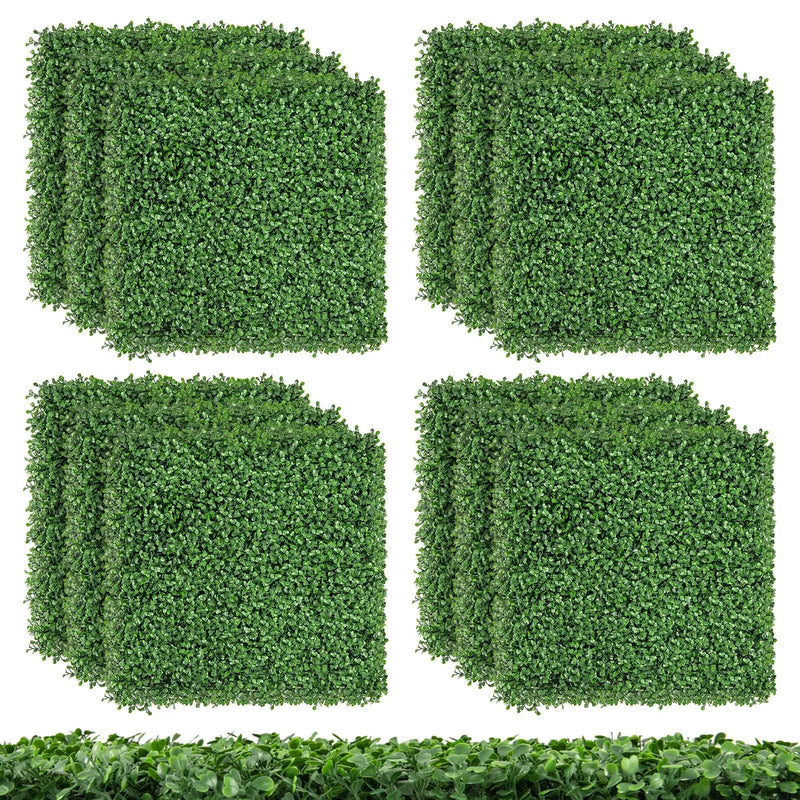 12 Pieces 20 x 20 Inch Artificial Boxwood Wall Panels with Insertable Branches by DirectDeals