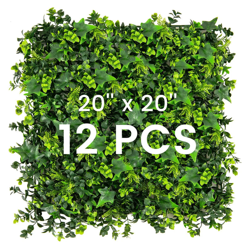 12 Pieces 20 x 20 Inch Artificial Greenery Foliage Panels with Insertable Branches by DirectDeals