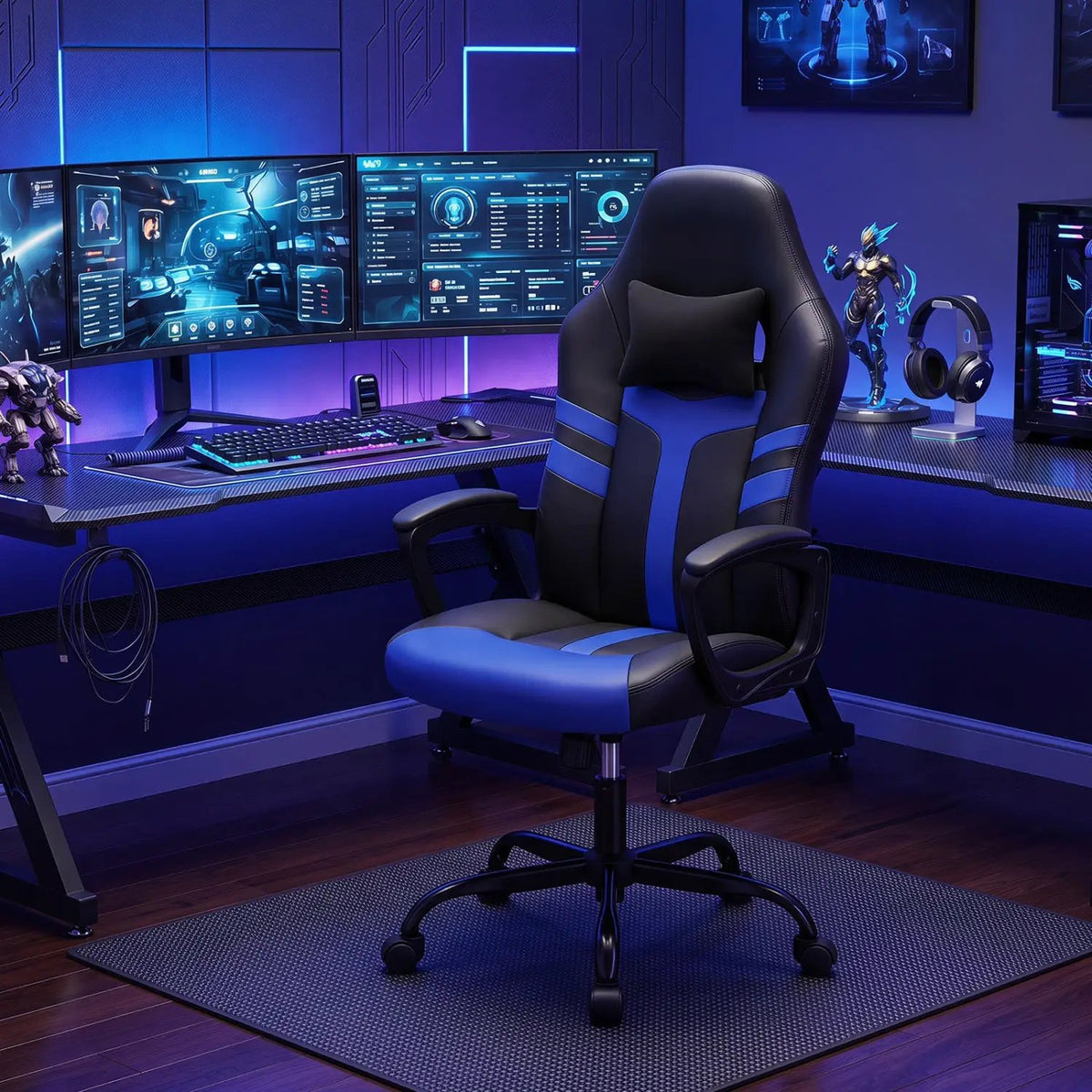 Ergonomic Gaming Chair with Removable Head Pillow & Rocking, photo 25 of 32