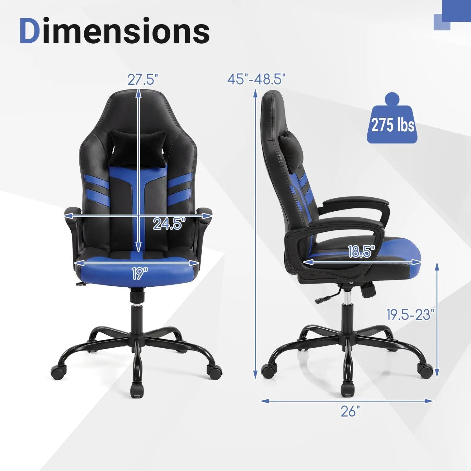 Ergonomic Gaming Chair with Removable Head Pillow & Rocking by DirectDeals