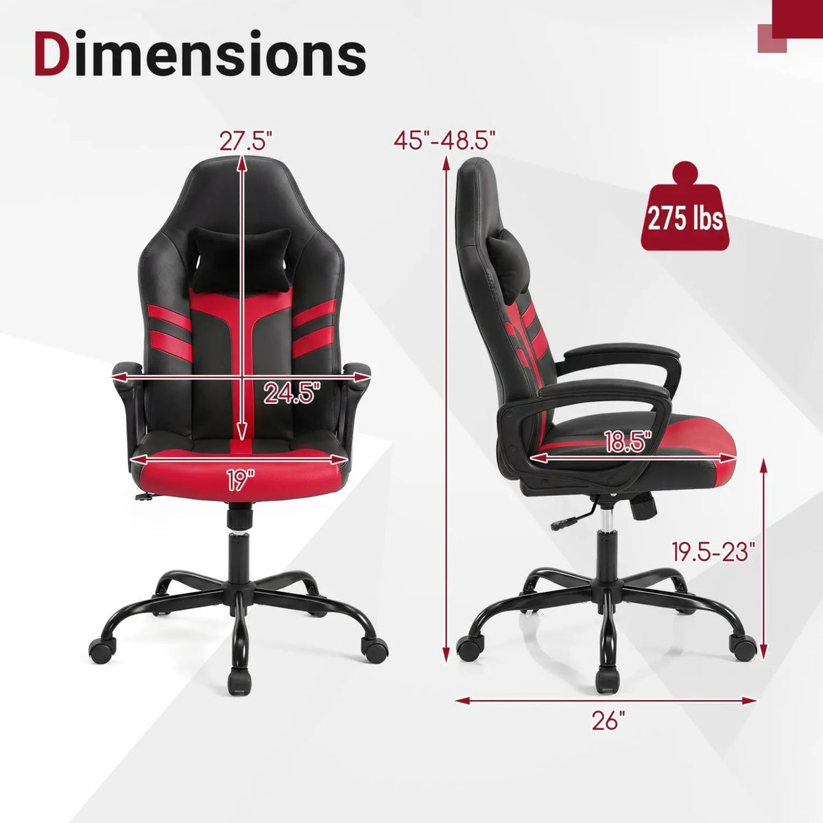 Ergonomic Gaming Chair with Removable Head Pillow & Rocking, photo 13 of 32