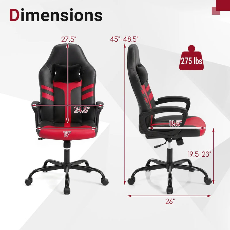 Ergonomic Gaming Chair with Removable Head Pillow & Rocking by DirectDeals