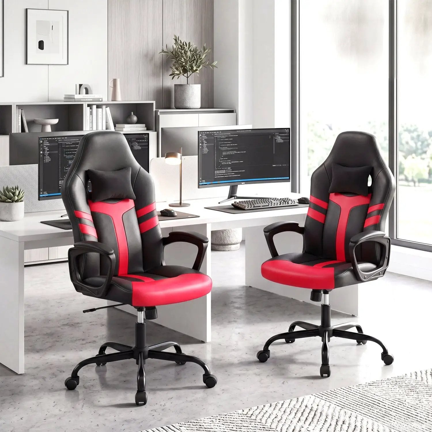 Ergonomic Gaming Chair with Removable Head Pillow & Rocking by DirectDeals