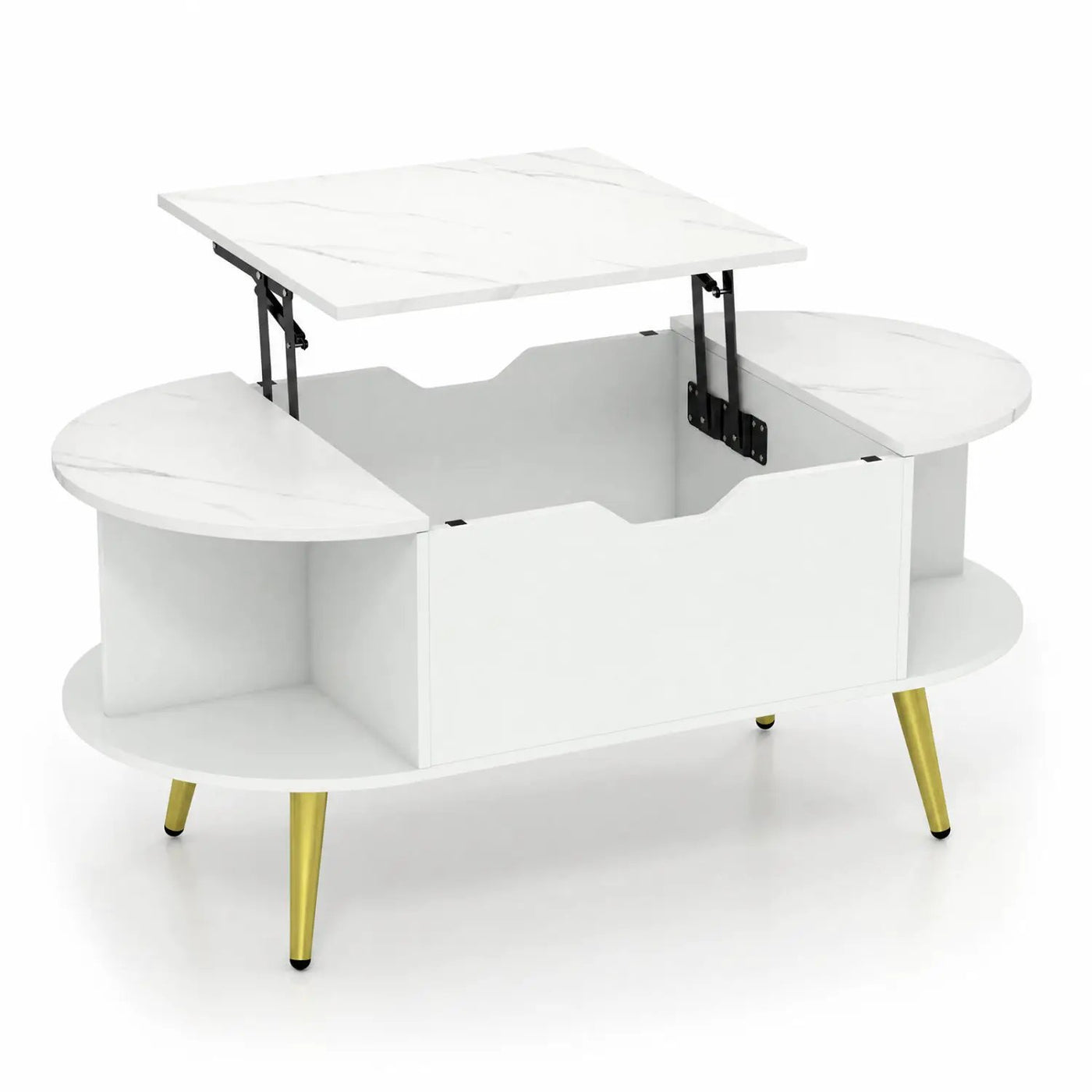 Lift Top Coffee Table with Hidden Compartment and Shelves by DirectDeals