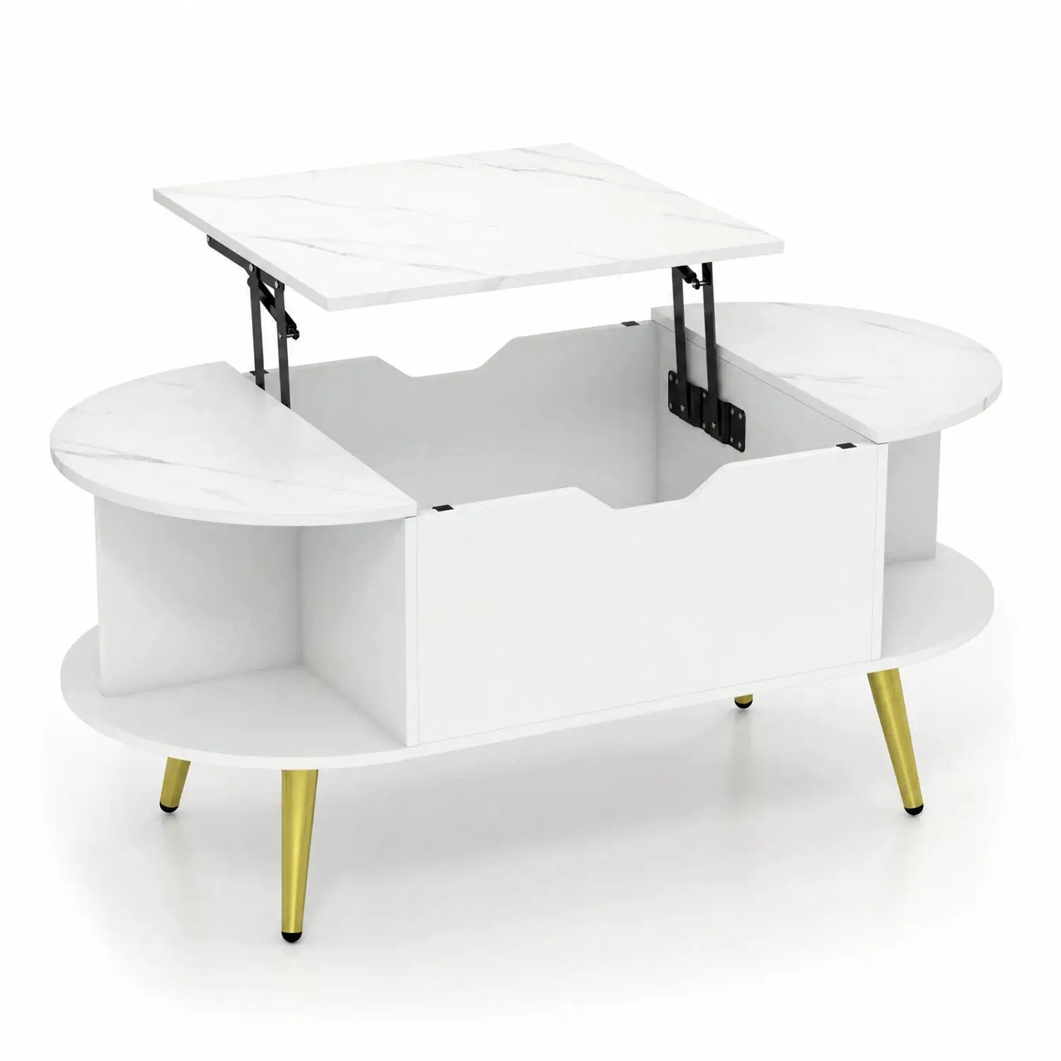 Lift Top Coffee Table with Hidden Compartment and Shelves by DirectDeals