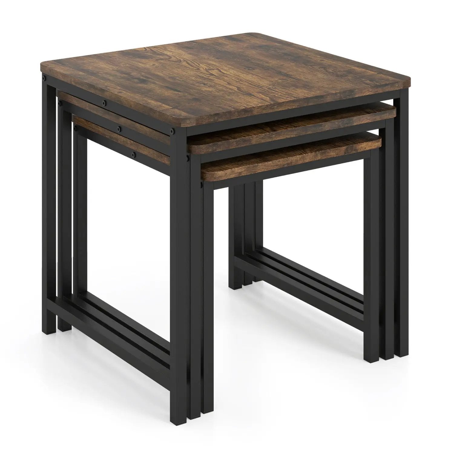 Nesting Tables Set of 3 with Faux Marble Top and Metal Frame by DirectDeals