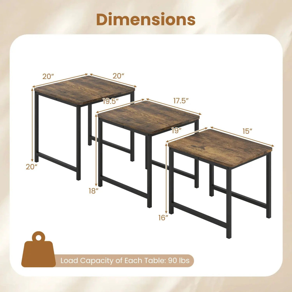 Nesting Tables Set of 3 with Faux Marble Top and Metal Frame, photo 13 of 16
