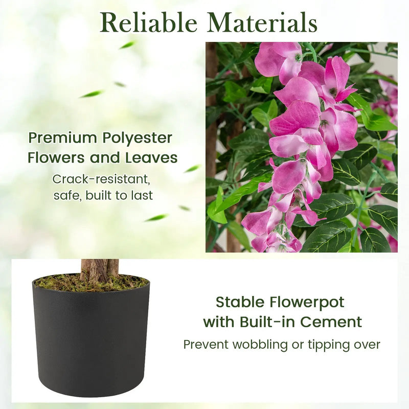 5.5 FT Faux Wisteria Plant in Nursery Pot with Blooming Flowers by DirectDeals