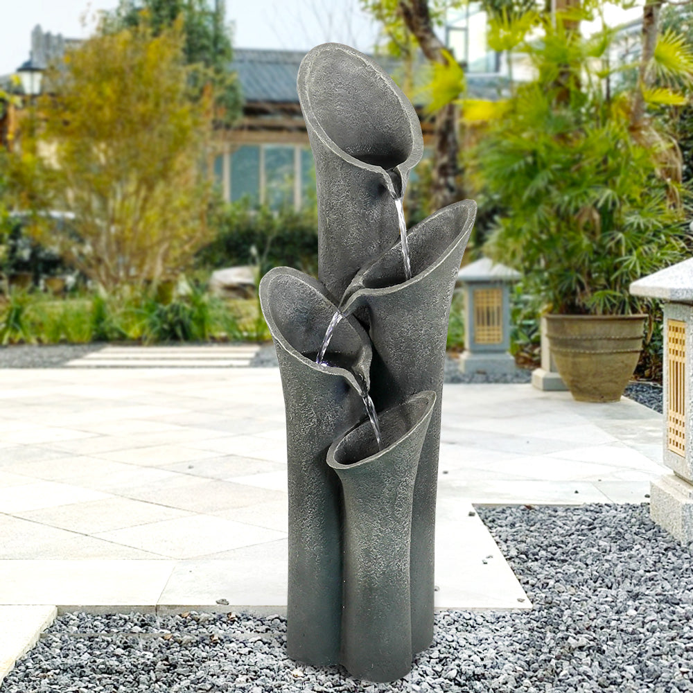 Concrete Trumpet Flower Outdoor Fountain 33 Inch, photo 4 of 11