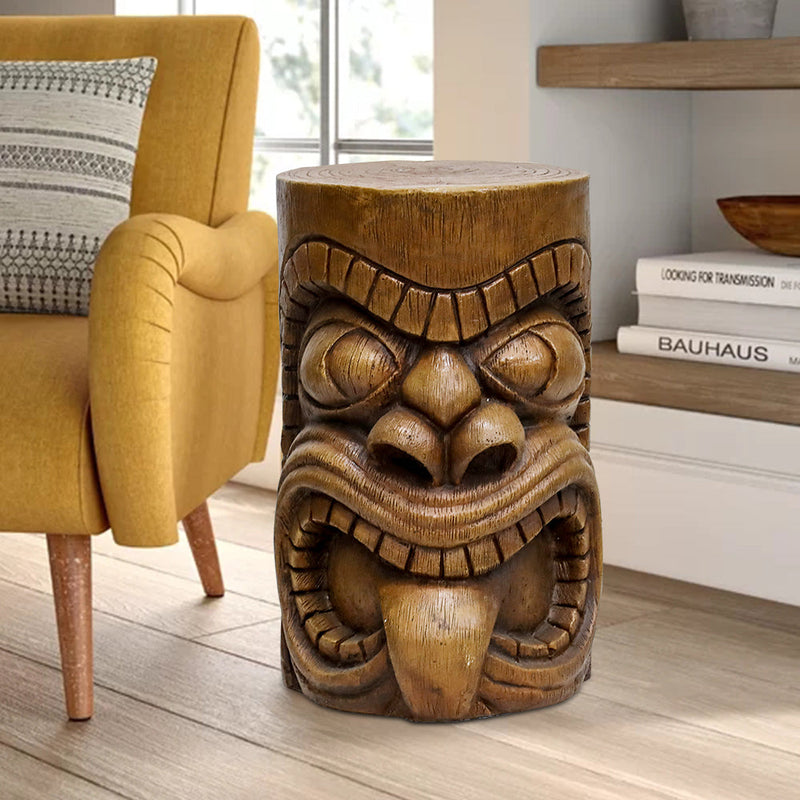 Concrete Garden Stool Tiki Kanaloa Seat 19 Inch, photo 3 of 8
