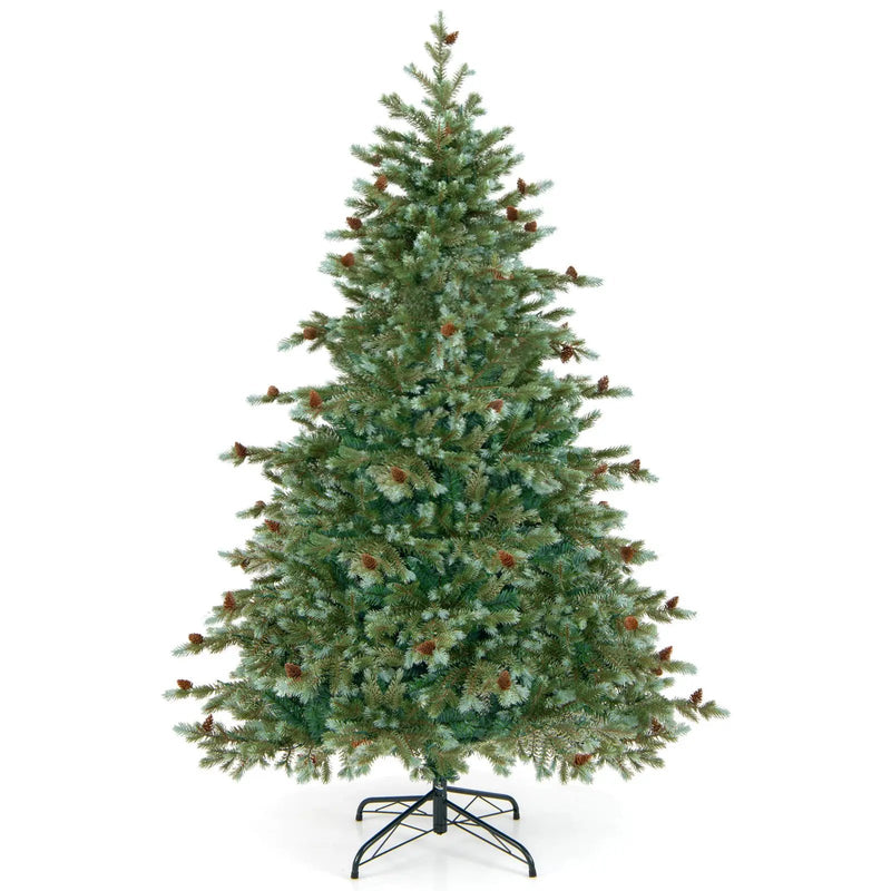 6/7/8 Feet Christmas Tree with Warm White LED Lights and Pine Cones by DirectDeals