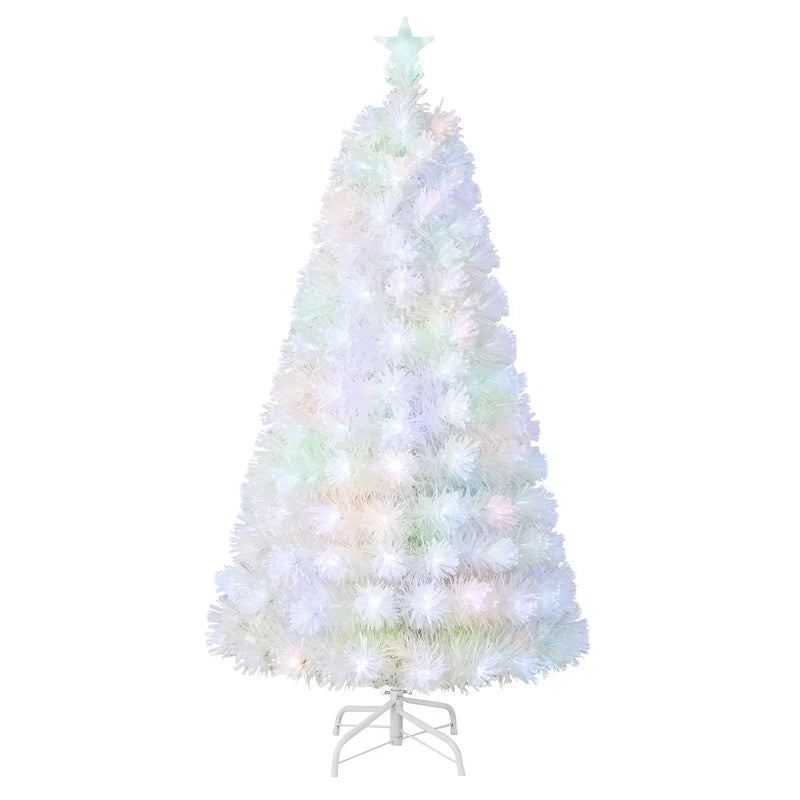 6/7 Feet Pre-Lit Fiber Optic White Snow-Flocked Artificial Christmas Tree by DirectDeals