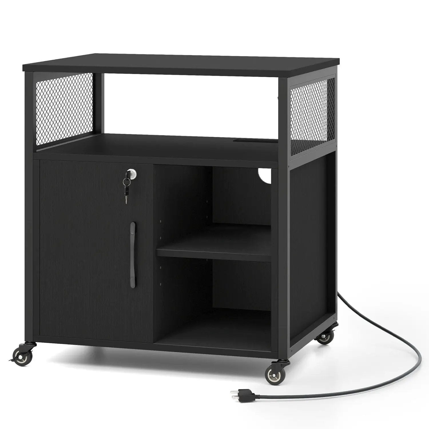 Mobile File Cabinet with Charging Station on Wheels by DirectDeals