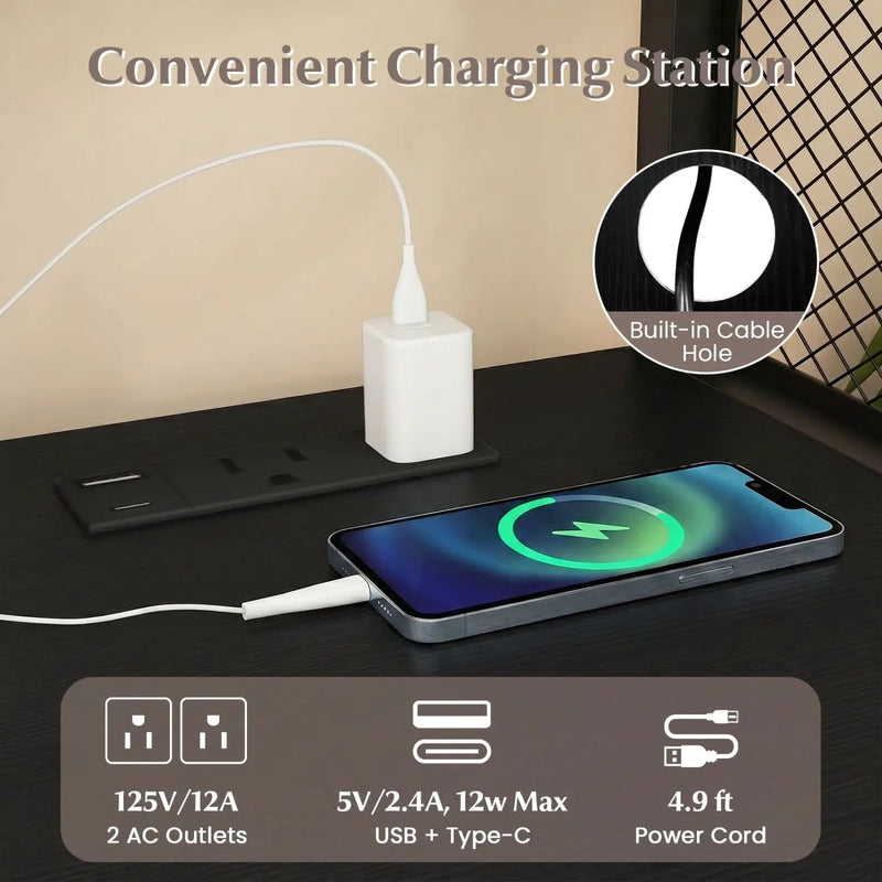 Mobile File Cabinet with Charging Station on Wheels by DirectDeals
