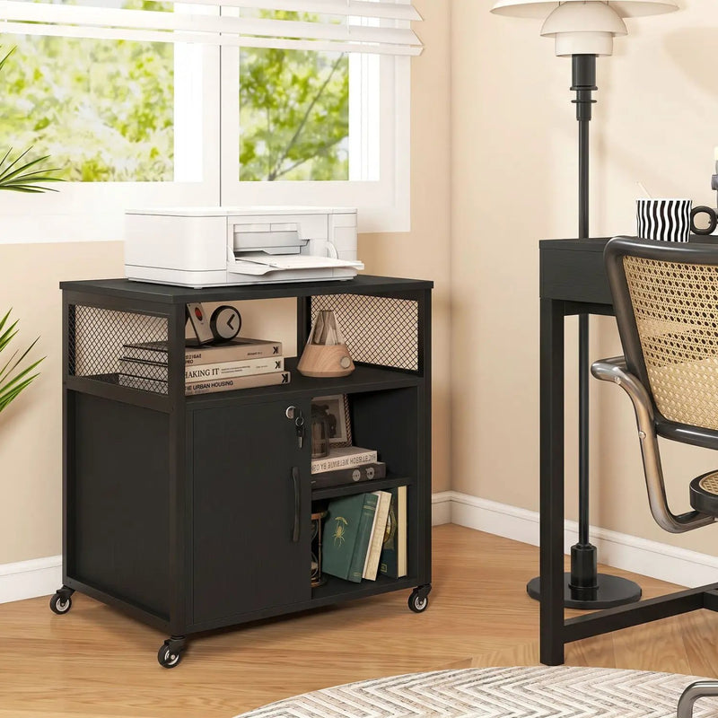 Mobile File Cabinet with Charging Station on Wheels by DirectDeals