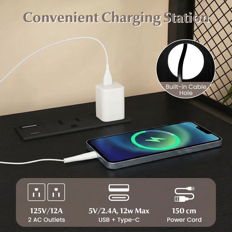 Mobile File Cabinet with Charging Station on Wheels by DirectDeals