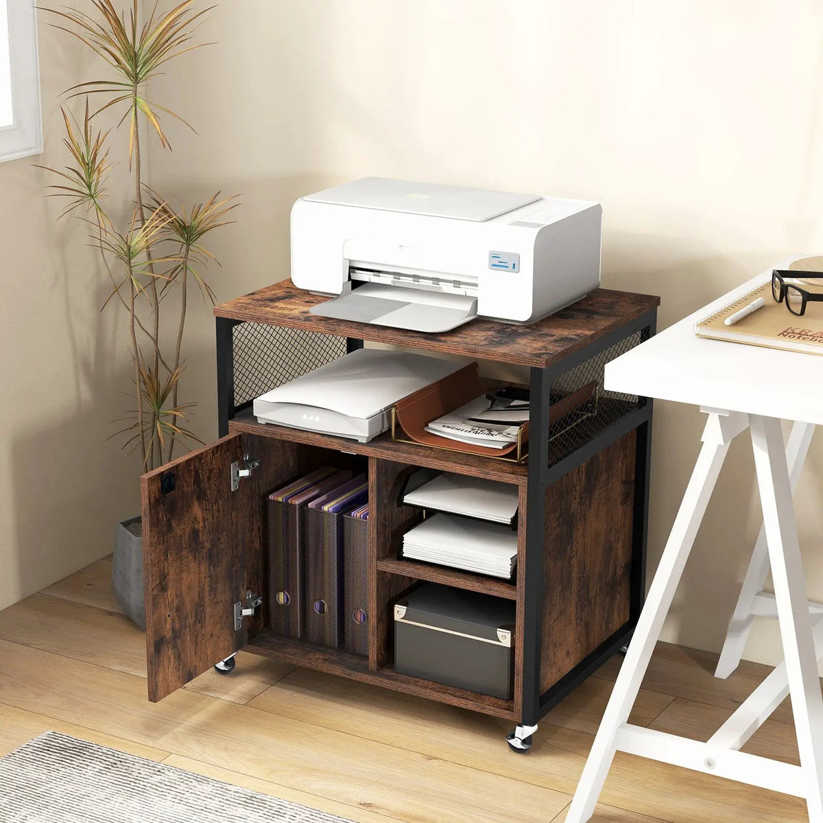 File Cabinet on Wheels with Charging Station and Cable Management Hole, photo 2 of 9