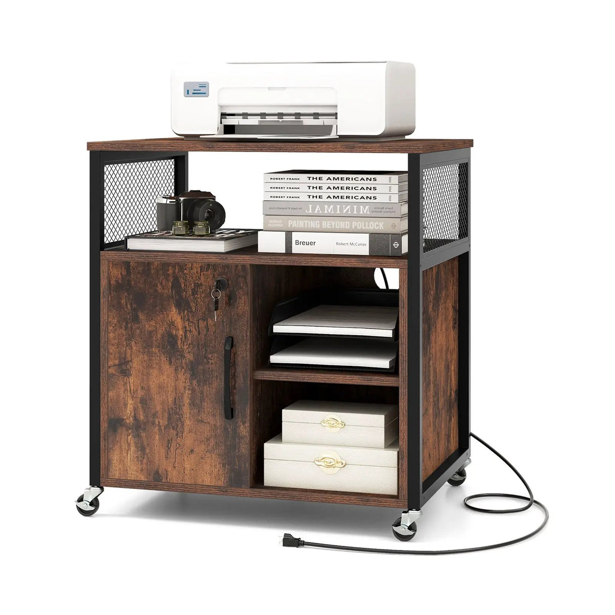 File Cabinet on Wheels with Charging Station and Cable Management Hole, photo 4 of 9