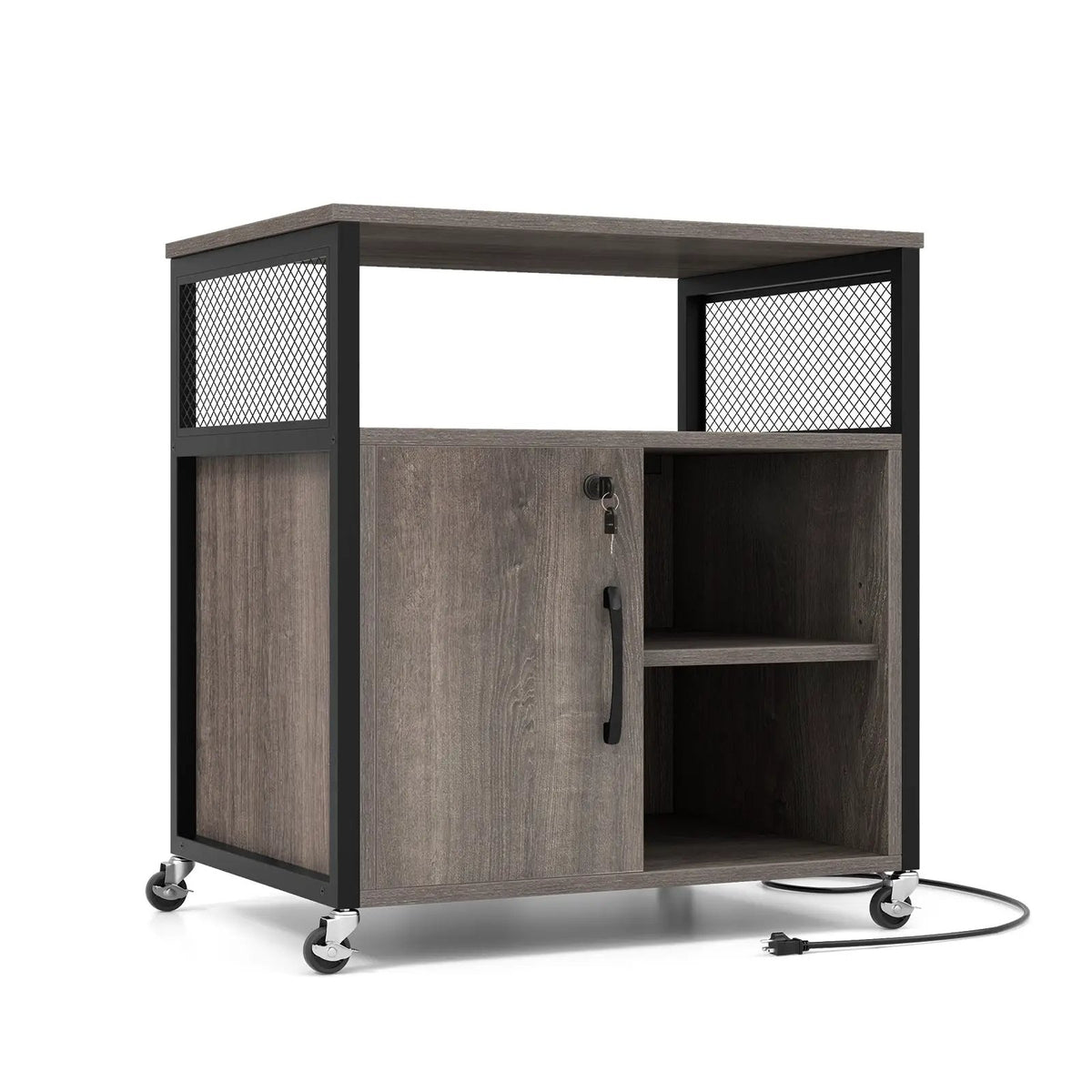 File Cabinet on Wheels with Charging Station and Cable Management Hole, photo 9 of 9