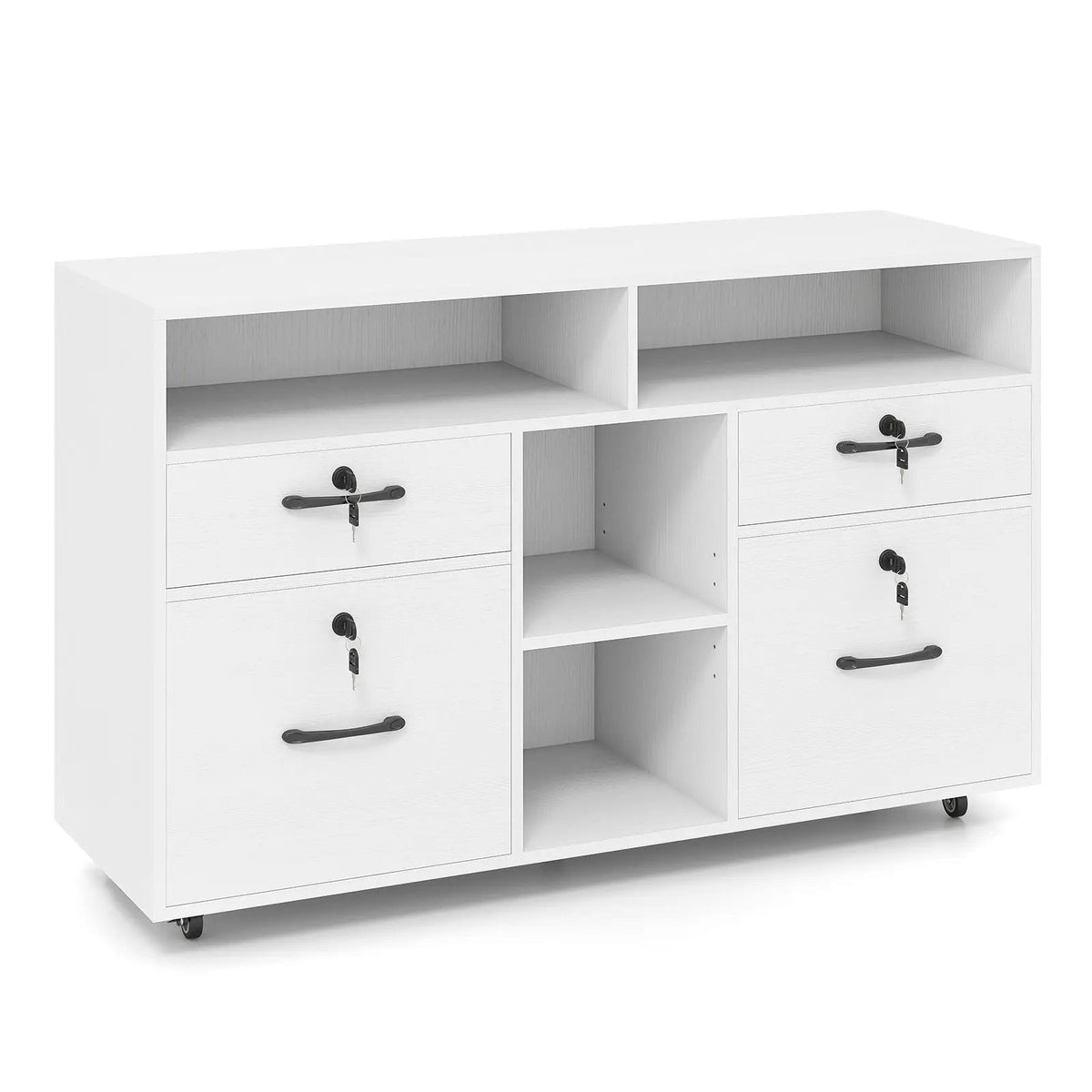 File Cabinet with Lock Mobile Lateral Filing Storage Organizer Modern Rolling Printer Stand, photo 11 of 16