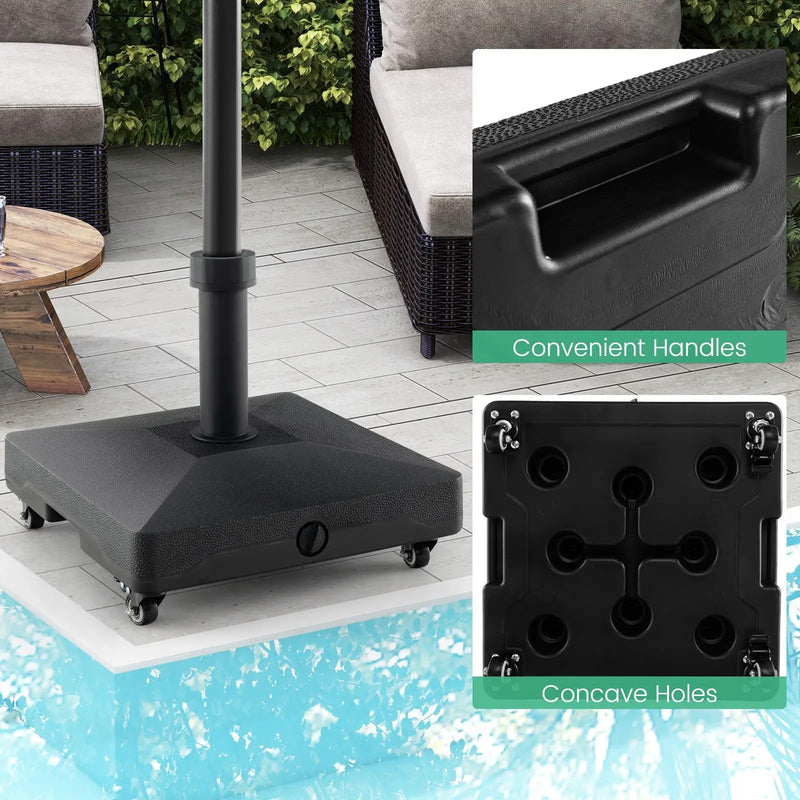 Fillable Umbrella Base Stand with Lockable Universal Wheels by DirectDeals