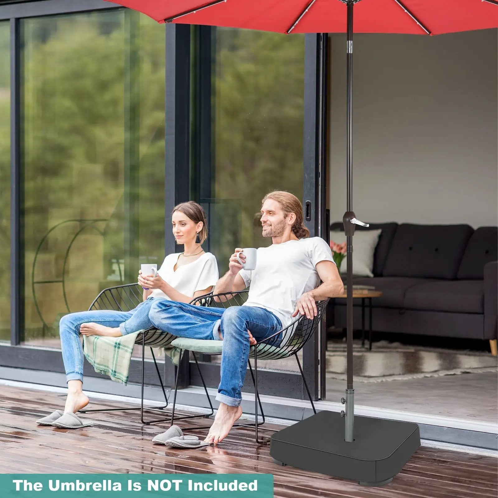 Fillable Umbrella Base with 2 Sandbags and Dust-proof Cover by DirectDeals