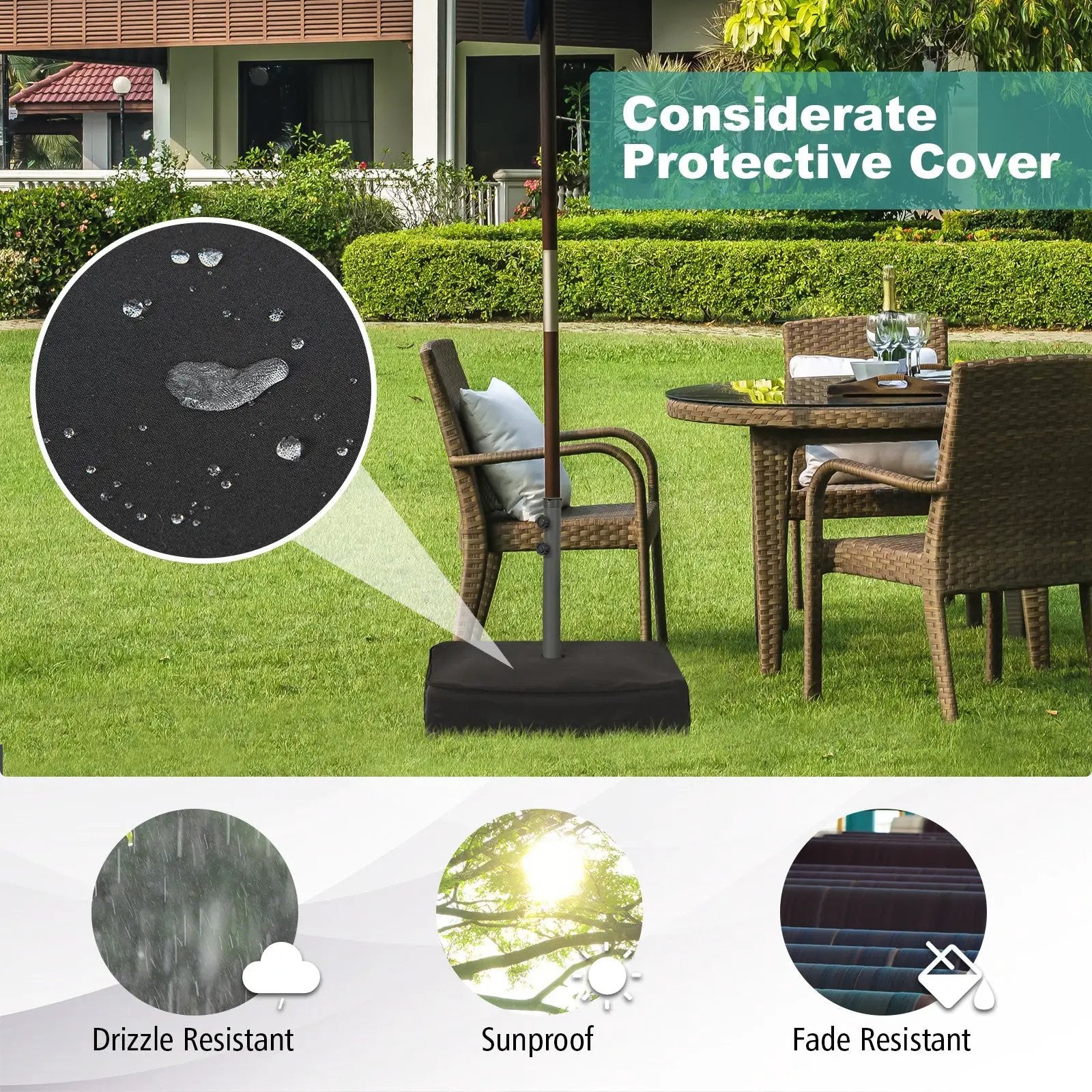 Fillable Umbrella Base with 2 Sandbags and Dust-proof Cover by DirectDeals