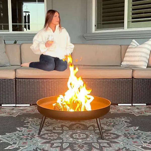 Raised Metal Fire Pit Bowl by Decor Steals