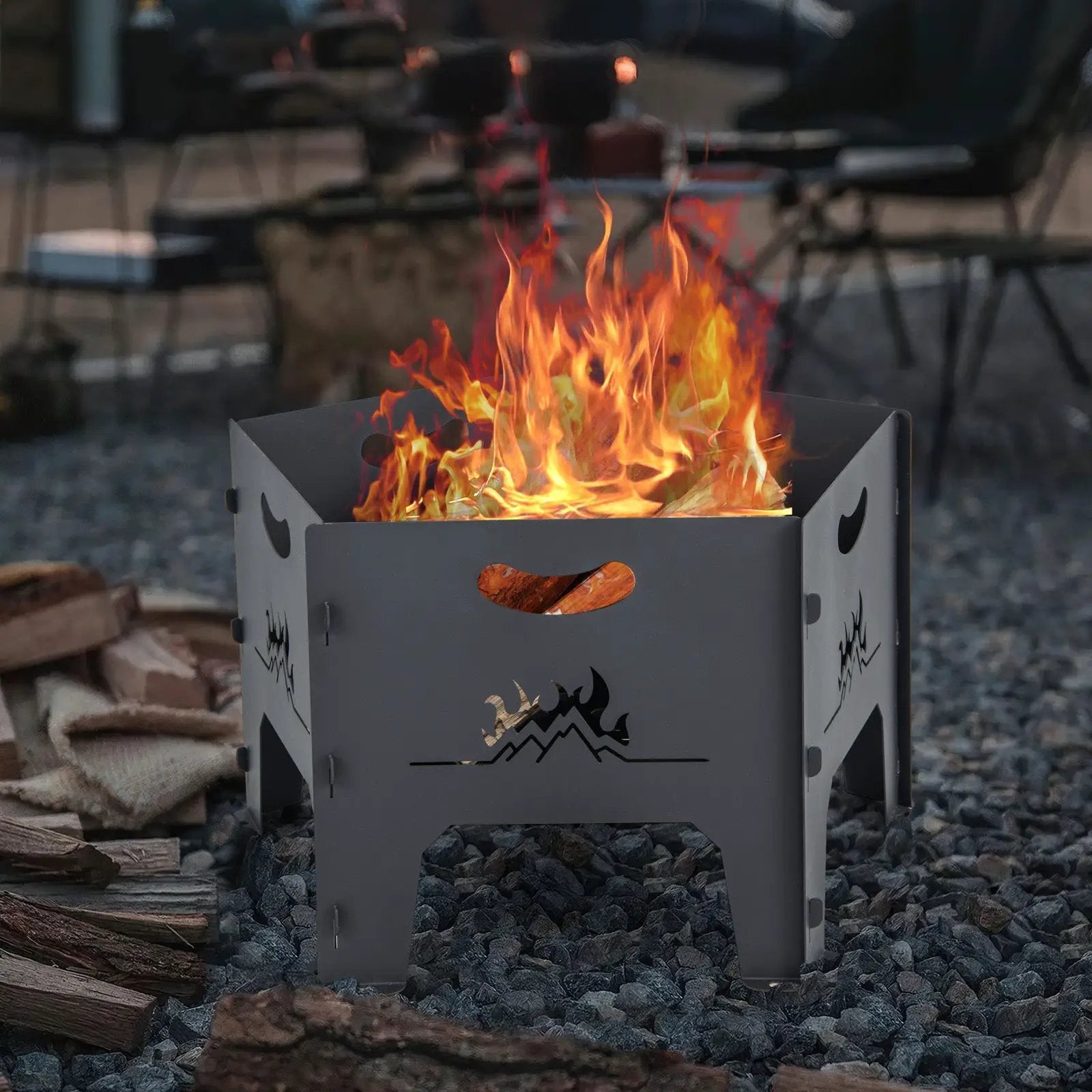19 Inches Collapsible Portable Plug Fire Pit with Storage Bag by DirectDeals