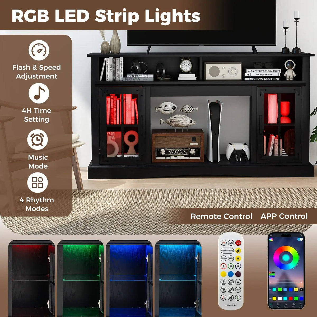 TV Stand with LED Lights and Remote Control, photo 5 of 10