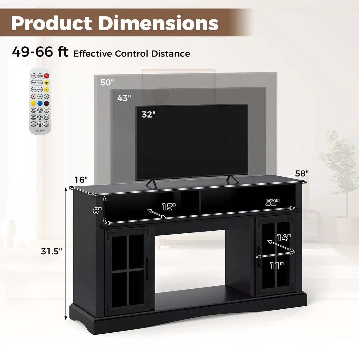 TV Stand with LED Lights and Remote Control, photo 4 of 10