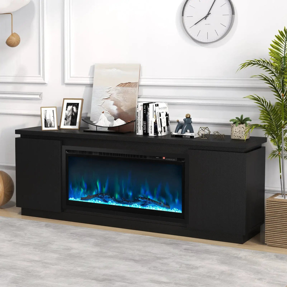 Fireplace TV Stand for TVs up to 80 Inch with 3 Adjustable Shelves, photo 14 of 16