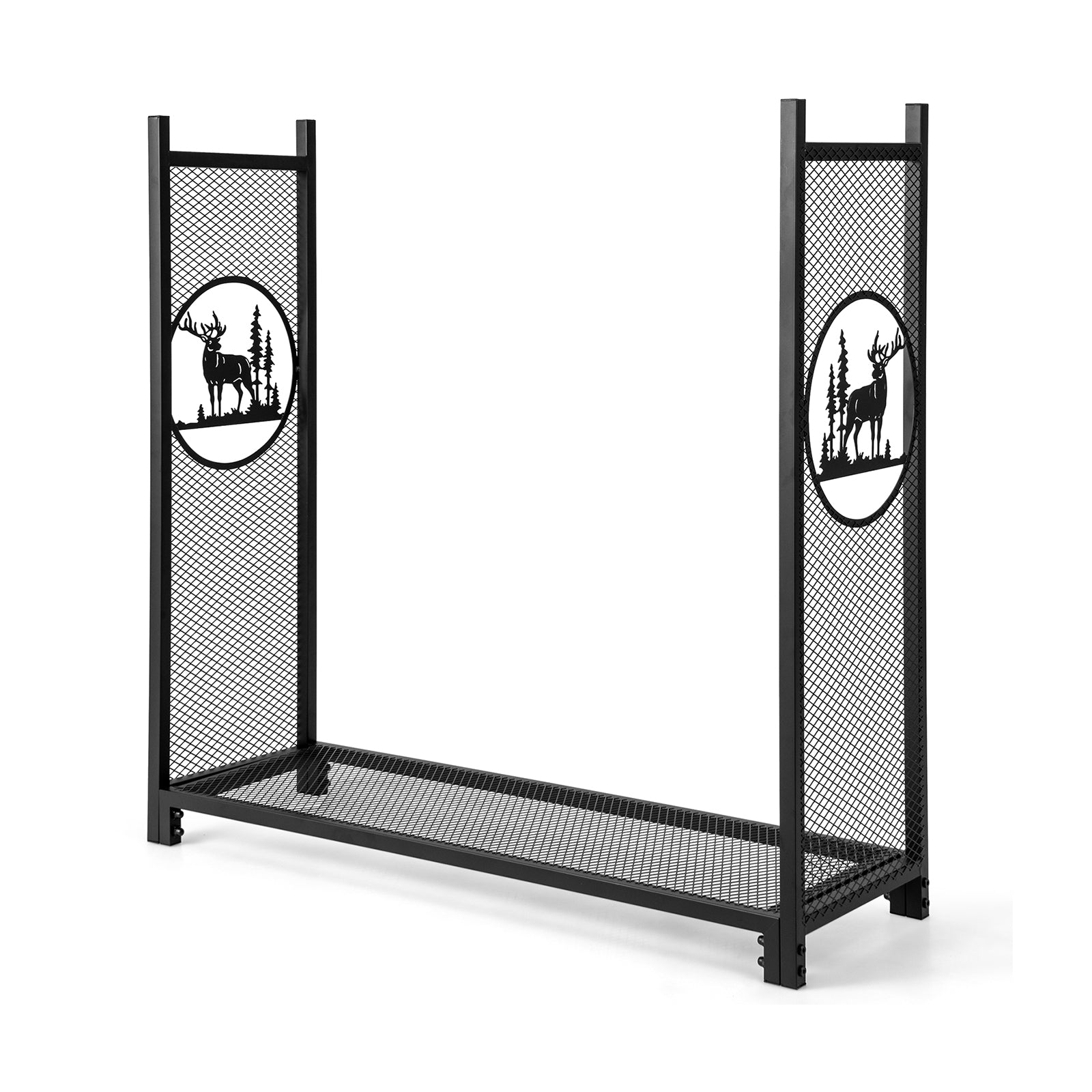 4 Feet Firewood Rack Stand with Mesh Sides by DirectDeals