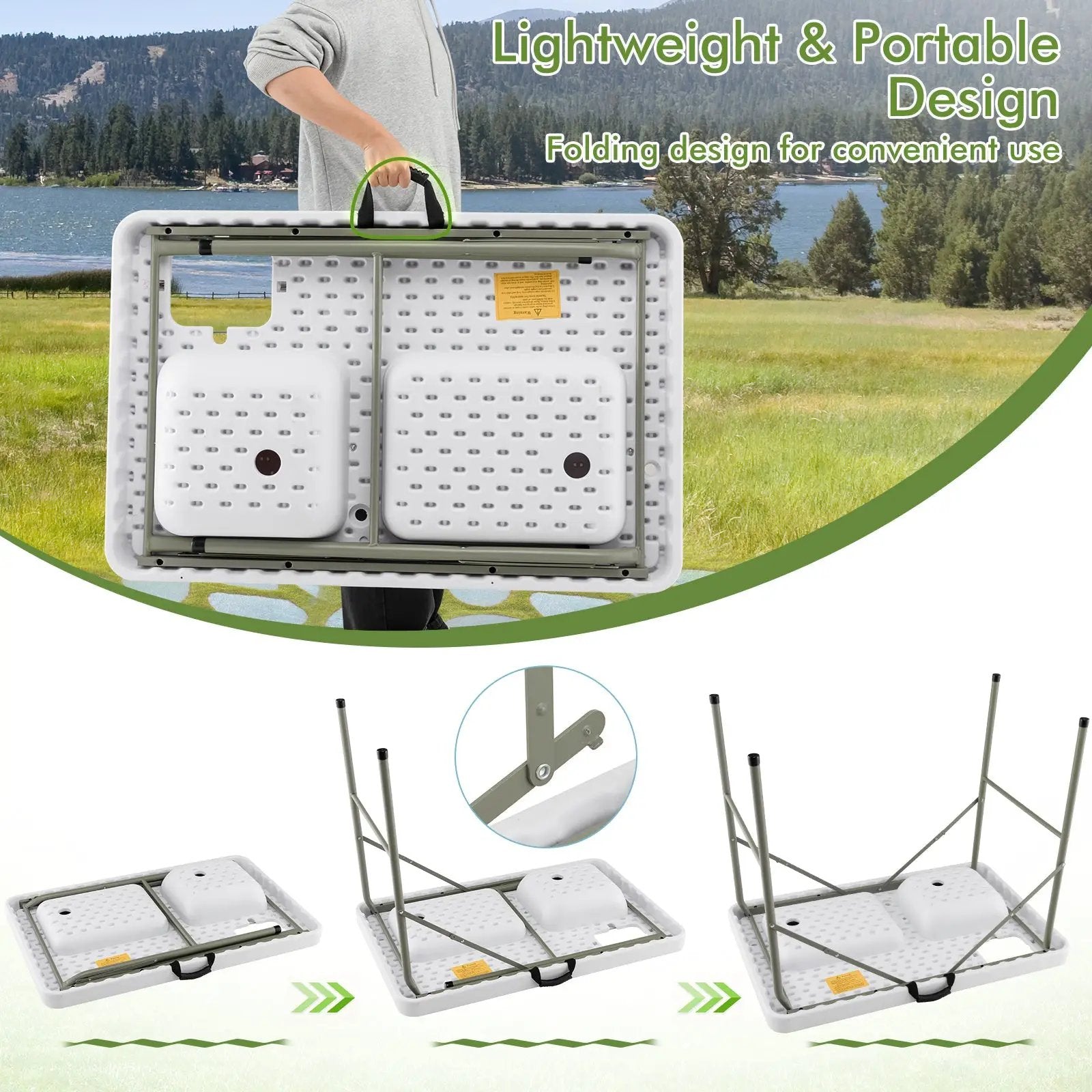 Fish Cleaning Table with 2 Sinks and 360° Rotatable Fauce-White by DirectDeals