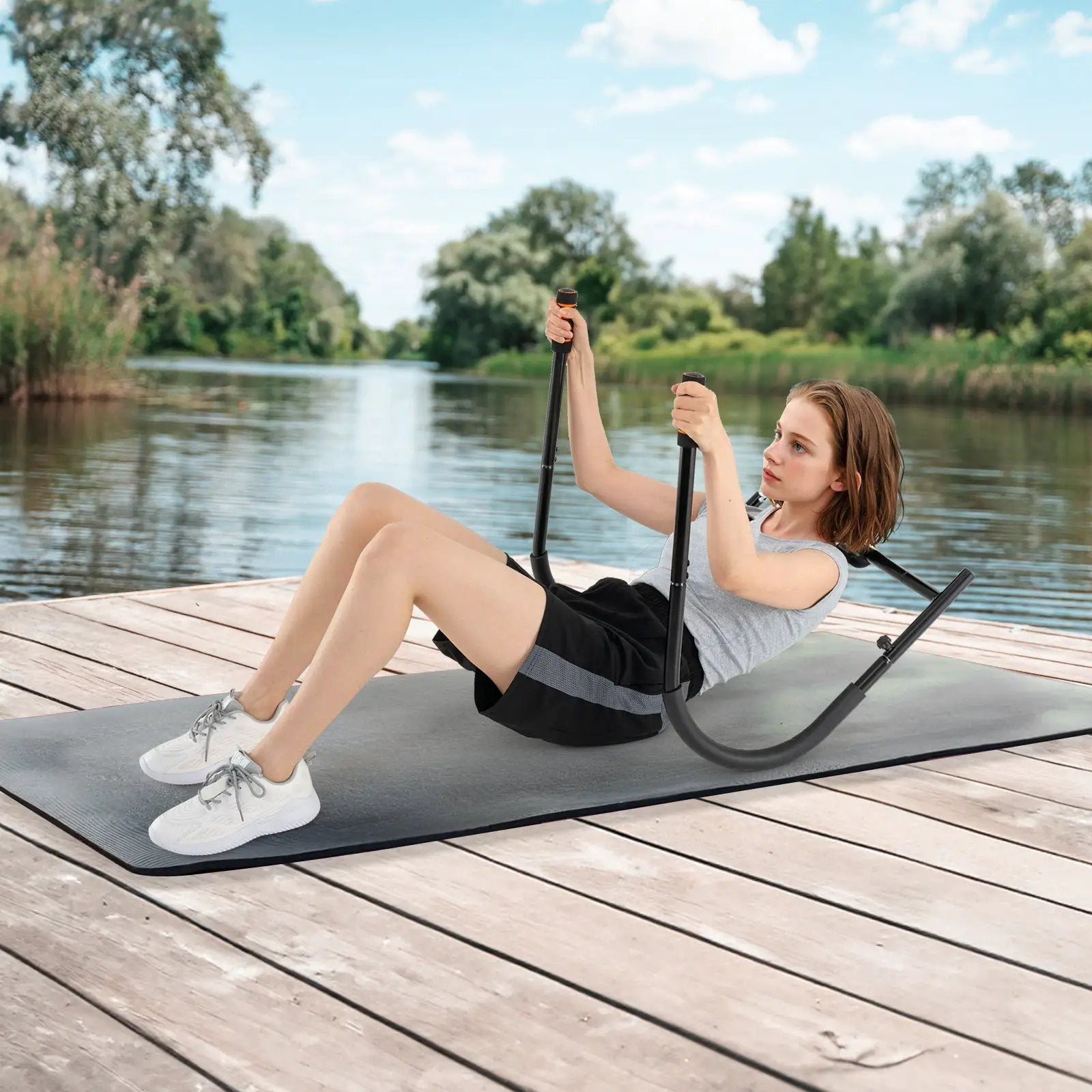Fitness AB Trainer with Padded Head and Neck Support-Black by DirectDeals