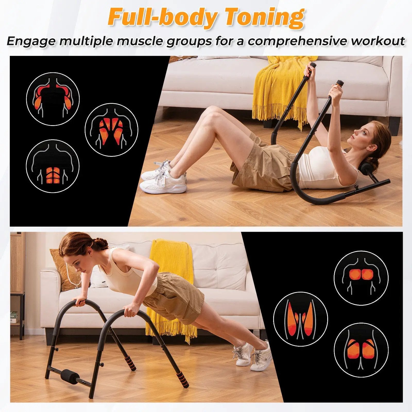 Fitness AB Trainer with Padded Head and Neck Support-Black by DirectDeals