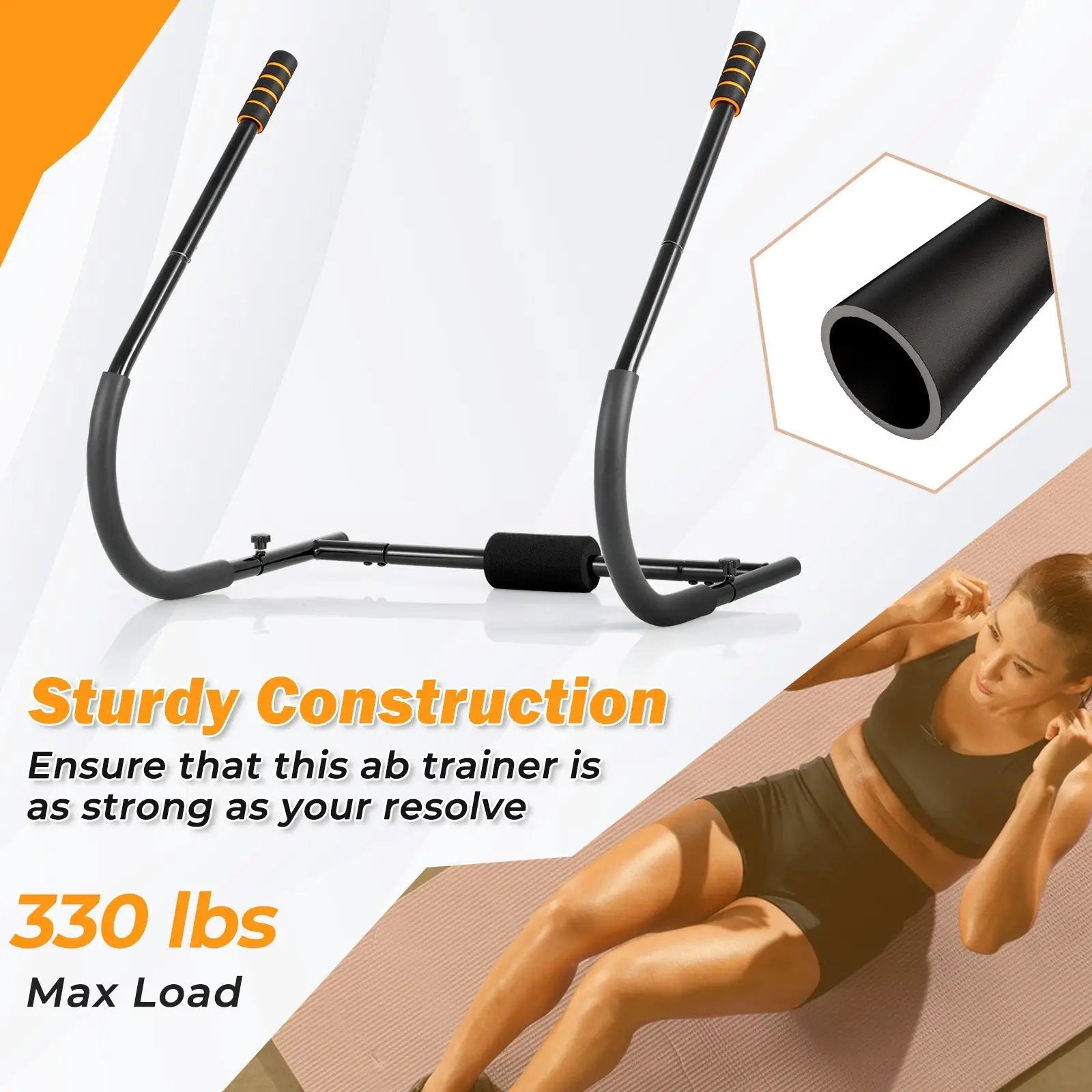 Fitness AB Trainer with Padded Head and Neck Support-Black by DirectDeals