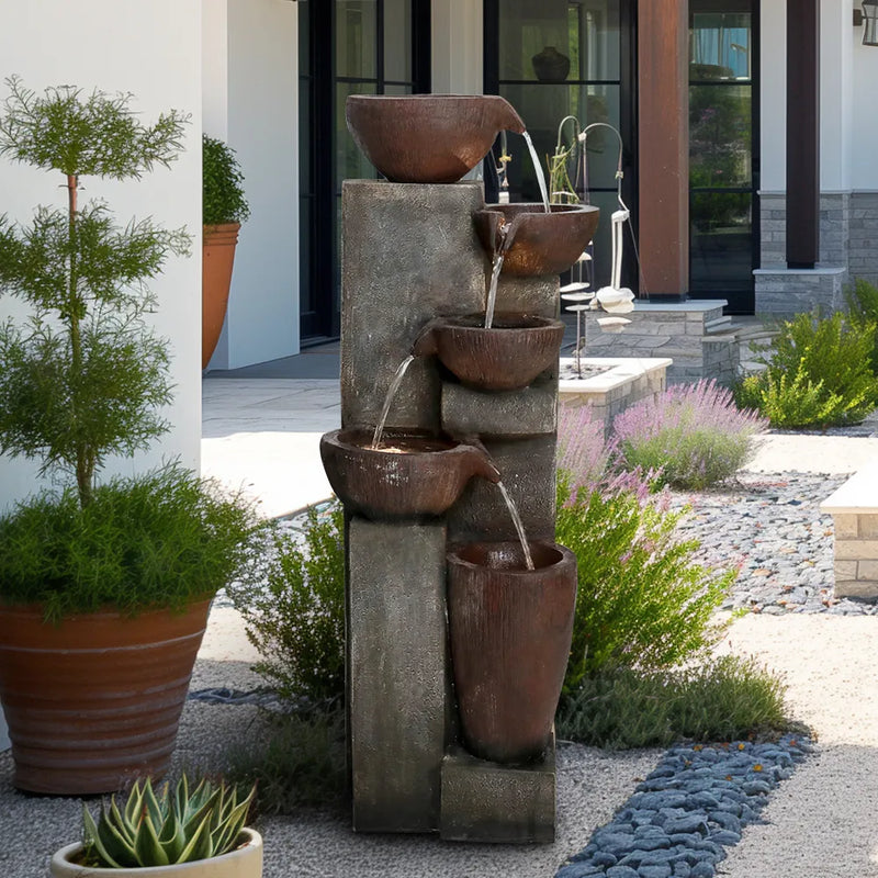 Resin Diagonal Cascading Floor Fountain Outdoor 40 in, photo 3 of 6