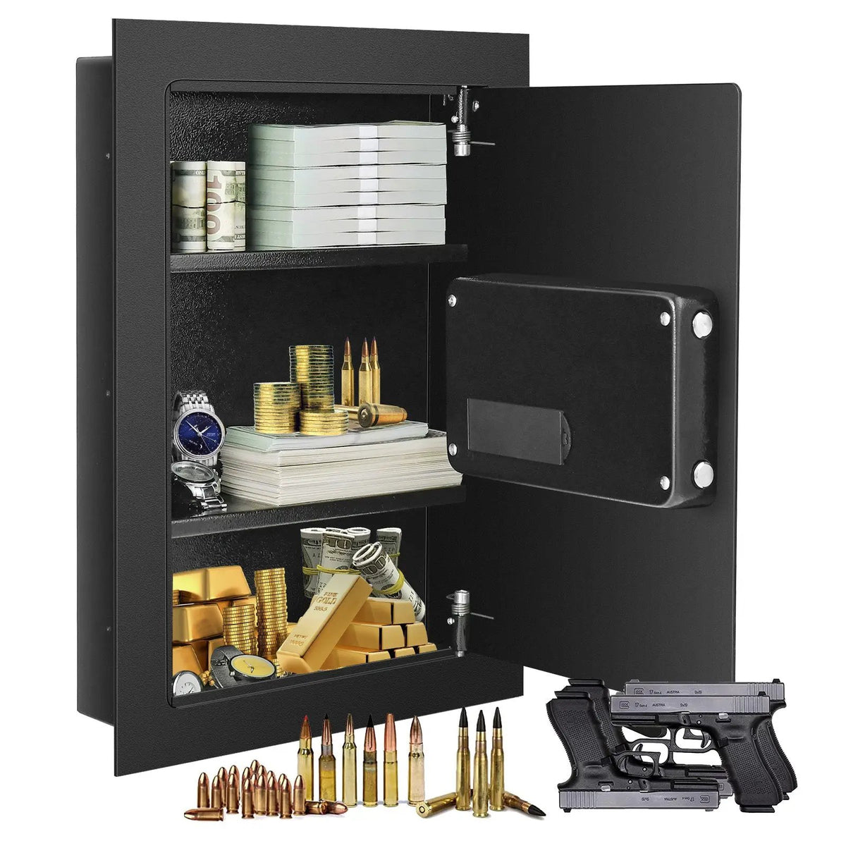 Digital Flat Recessed Wall Safe Security Lock Gun Cash Box, photo 9 of 16