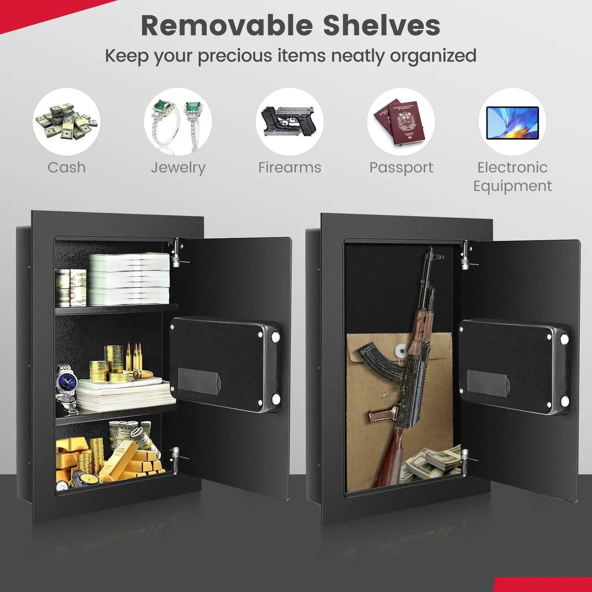 Digital Flat Recessed Wall Safe Security Lock Gun Cash Box, photo 16 of 16